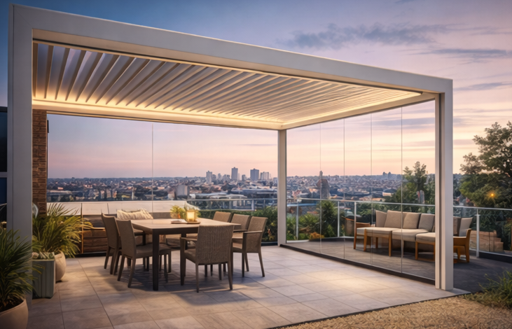 Pérgola bioclimática con lamas orientables