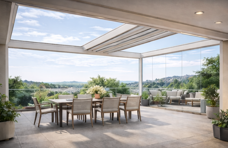 Techo móvil con estructura moderna